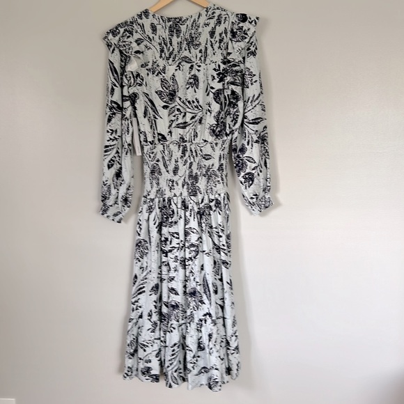 AQUA Smocked Floral Print Midi Dress Size S - Picture 11 of 16